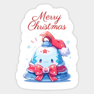 Merry Christmas blue bell with ribbon Sticker